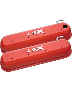 Raised "LSX" Emblem Aluminum Valve Covers, Chevy Orange, LS Engines