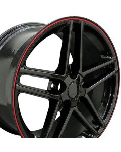 1988-2004 Corvette 17 X 9.5 C6 Z06 Reproduction Wheel Black with Red Banding	