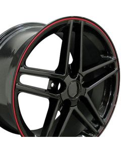 1988-2004 Corvette 18 X 10.5 C6 Z06 Reproduction Wheel Black With Red Banding	