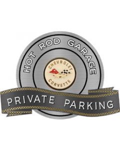 Corvette C1 1958-1960 Emblem Hot Rod Garage Private ParkingMetal Sign, 18" X 14"