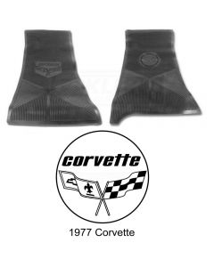 Legendary Auto Interiors Ltd Rubber Floor Mats, With C3 Logo Corvette 1977