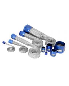  Corvette K&N Hose Cover Kit Universal Stainless Steel With Blue Clamps	