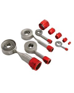  Corvette K&N Hose Cover Kit Universal Stainless Steel With Red Clamps	