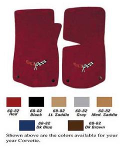 1968-1982 Corvette Lloyd Mats Floor Mats With Embroidered Crossed-Flags Logos	