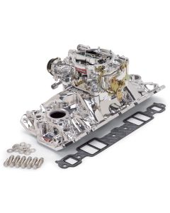 Edelbrock 2021 Manifold And Carb Kit; Performer Eps; Small Block Chevrolet; 1957-1986; Natural