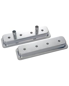 Engine Valve Covers; Circle Track-Center Bolt Style; Die Cast; w/Tubes; SB Chevy