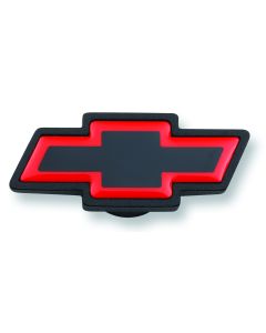 Air Cleaner Center Nut; Large Chevy Bowtie Style; Black Crinkle w/ Red Outline