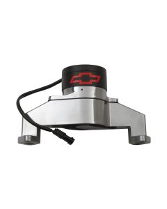 Electric Engine Water Pump; Aluminum; Polished with Bowtie Logo; Fits BB Chevy
