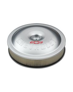 Engine Air Cleaner Kit; Super-Light; 14 Inch; Aluminum; Clear; Bowtie/Chevy Logo