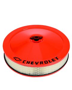 Engine Air Cleaner Kit; 14 Inch Dia; Orange; Chevy Black Lettering w/Bowtie Logo