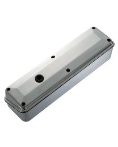 Engine Valve Cover; 2-Piece Tall Style; Die Cast; Polished; No Logos; SB Chevy