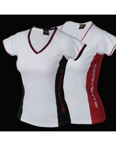 Corvette T-Shirt, Ladies, V-Neck Tee, White/Black