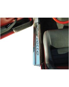 1978-1982 Corvette American Car Craft Sill Plates With Carbon Fiber Lettering Stainless Steel	