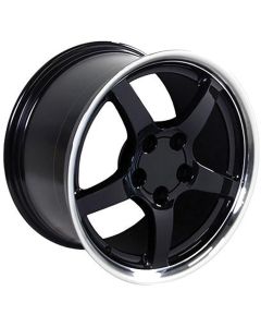 1988-2004 Corvette 17 X 9.5 C5 Style Reproduction Deep Dish Wheel Black With Machined Lip	