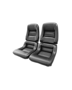 1979-1982 Corvette Seat Covers Driver Black Leather And Vinyl Mounted On Foam With 2" Bolster	
