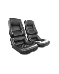 1978 Pace Car & 1979-1982 Corvette Black Leather/Vinyl Driver Seat Covers Mounted On Foam With 4" Bolster  	
