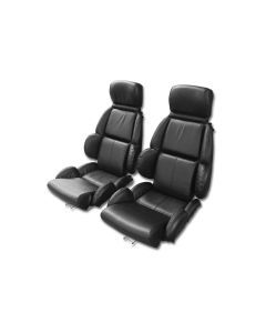 1989-1992 Corvette Seat Covers Driver Black Leather Mounted On Foam Standard	