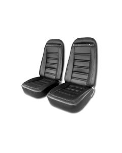 1972-1974 Corvette Seat Covers Driver Leather Black With All Leather Construction	