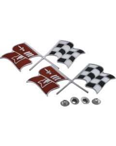 1957 Corvette Front Fender Emblems With Fuel Injection	