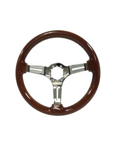 Steering Wheel, Mahogany w/Chrm Plated Alum Spk,67-82