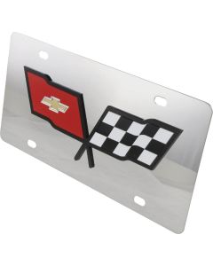  Corvette License Plate Mirror Style With Black Logo	