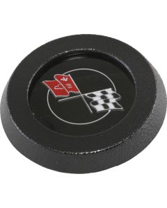 Horn Button,No Tilt/Teles,Crossed-Flags Logo,Blk, 68-75