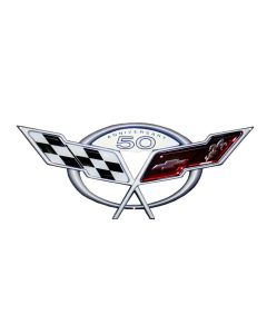  Corvette C5 50th Anniversary Metal Magnet 3" X 3"	