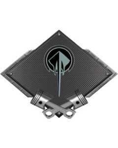 Corvette C7 Stingray Metal Sign, Black Carbon Fiber, Crossed Pistons, 25" X 19"