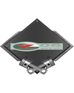  Corvette Z06 405 HP Emblem Metal Sign Black Carbon Fiber Crossed Pistons 25" X 19"	