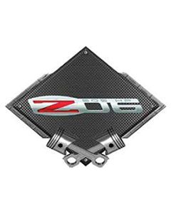  Corvette Z06 505 HP Emblem Metal Sign Black Carbon Fiber Crossed Pistons 25" X 19"	