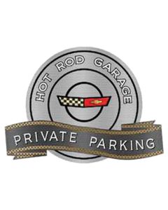 Corvette C4 1984-1990 Emblem Hot Rod Garage Private ParkingMetal Sign, 18" X 14"