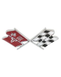 1967 Corvette Front Emblem Crossed-Flags Dark Red Flag	