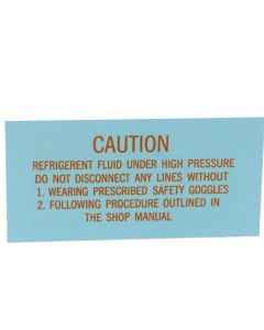 1963-1965 Corvette Air Conditioning Decal Compressor Warning	