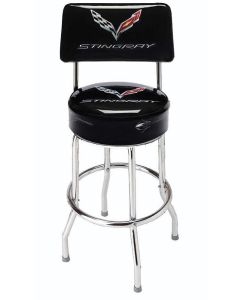  Corvette Bar Stool With Back And C7 Stingray Logo	