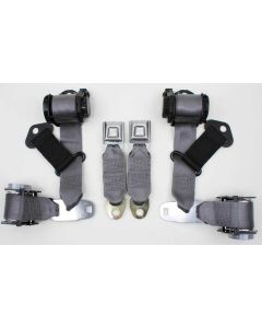 1974-1975 Corvette 3-Point Shoulder Harness And Seat Belt Set Retractable Coupe Silver	