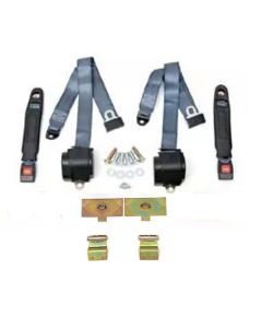 1973-1974 Corvette 3-Point Shoulder Harness And Seat Belt Kit Retractable Retrofit Dark Blue	
