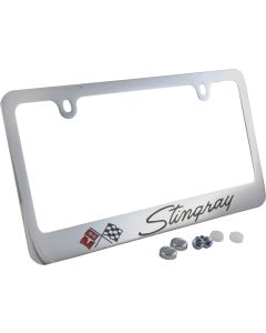 1963-1982 Corvette License Plate Frame Elite Series With Stingray Word Chrome Engraved	