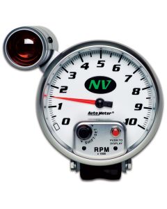 Autometer NV Tachometer, 5", White Face, 10,000 RPM, External Shift-Lite