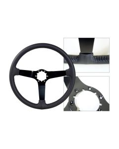 Steering Wheel, Black Leather,w/Blk 3-Spoke, 1967-82