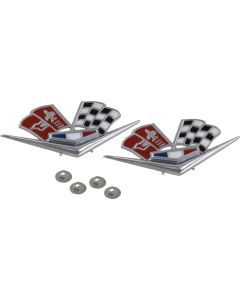 1962-1963 Corvette Fender Emblems Crossed-Flags	