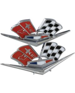 1963L-66 Corvette Side Fender Emblems Light Red