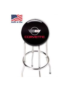 Corvette Smaller Garage/Work Shop Size Stool, 18", With C4 Logo