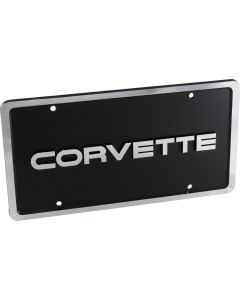 License Plate,Black ABS,Chrome Letter & Brder,84-96