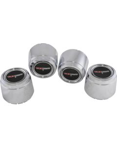 1980-1981 Corvette Aluminum Wheel Center Cap Set Chrome With Emblems	