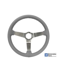 Wheel,Steering Gray Leather/Brushed Spokes, 67-82