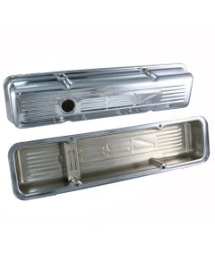 Chevy Small Block Chrome Valve Covers With 327 Logo, Short,1958-1986