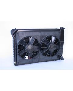 Dewitt 2 Row 23.5" Aluminum Radiator, Spal Dual 11" Fan, Bla