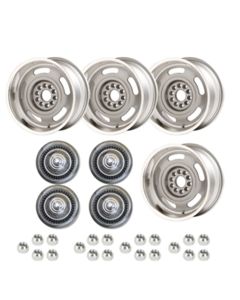 Corvette -Rally Wheel Kit, 1-Piece Cast Aluminum With Short Derby Caps,  17x8 

