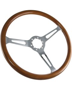 1967-1982 Corvette 15" Steering Wheel Light Wood And Chrome Spokes	