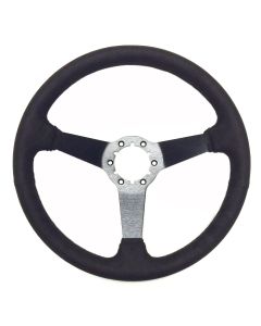 Corvette Steering Wheel, 14" Black Ultra Suede, Black Solid Spokes, 1963-1982